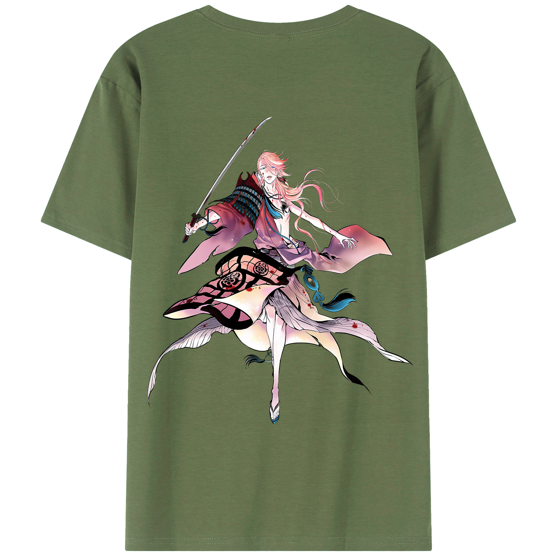 （画像用） 刀剣乱舞 Touken Ranbu 綿100％ メンズ半袖Tシャツ（バックプリント） 通気性